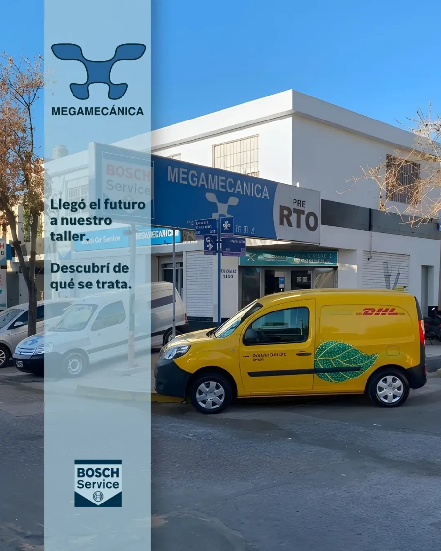 Fachada de Megamecánica en una publicación del taller